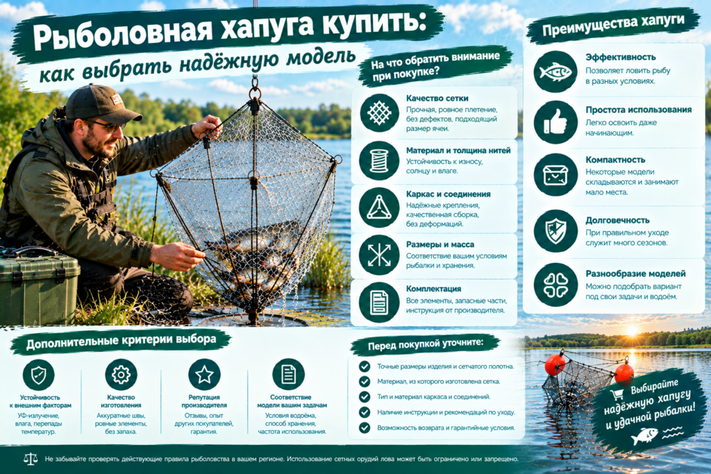 Рыболовная хапуга перед покупкой: сетчатое полотно, конструкция и основные характеристики, которые важно проверить при выборе надёжной модели.
